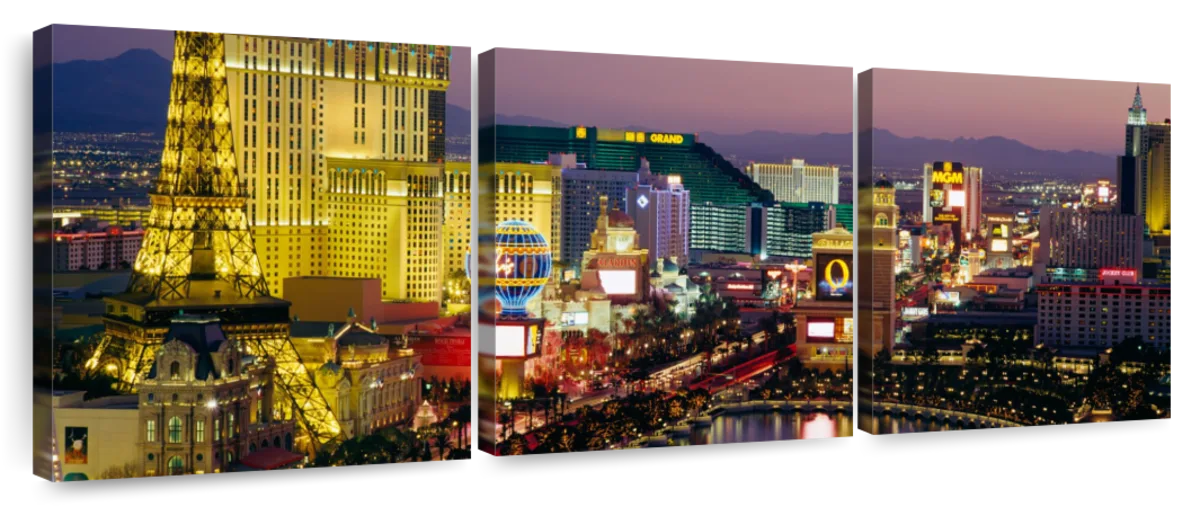 NV, Las Vegas. Panoramic view over the Black Framed Wall Art Print