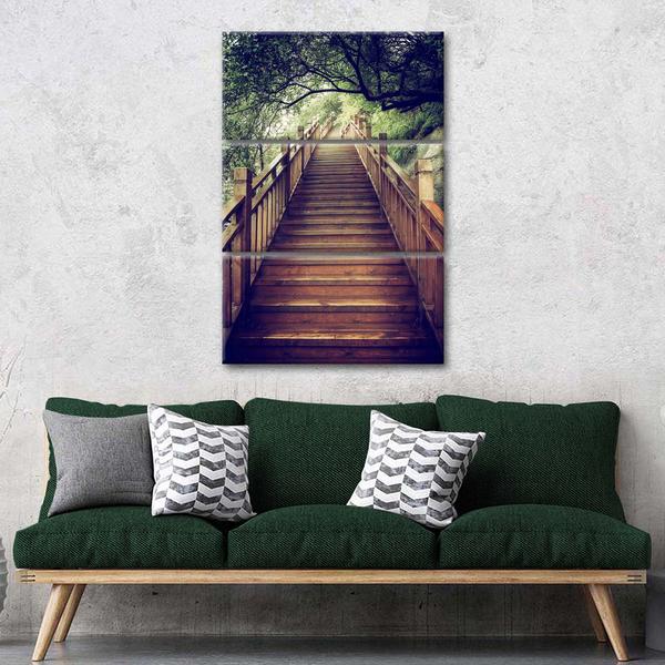 Mountain Wooden Staircase Multi Panel Canvas Wall Art Philippe Hugonnard
