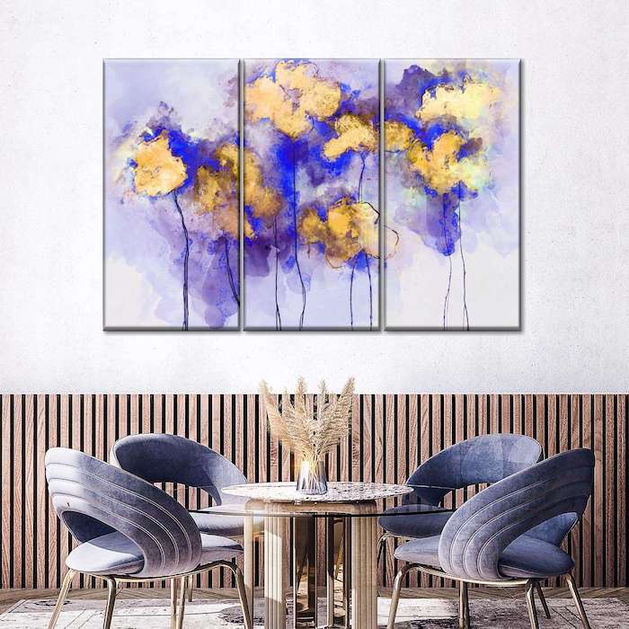 Splashed Watercolor Flowers Multi Panel Canvas Wall Art