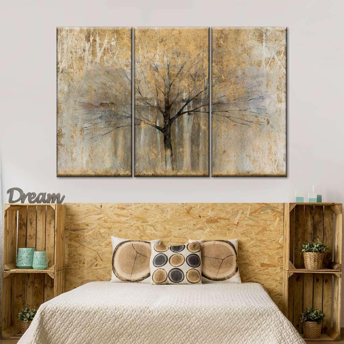 Open Arms Gold Multi Panel Canvas Wall Art