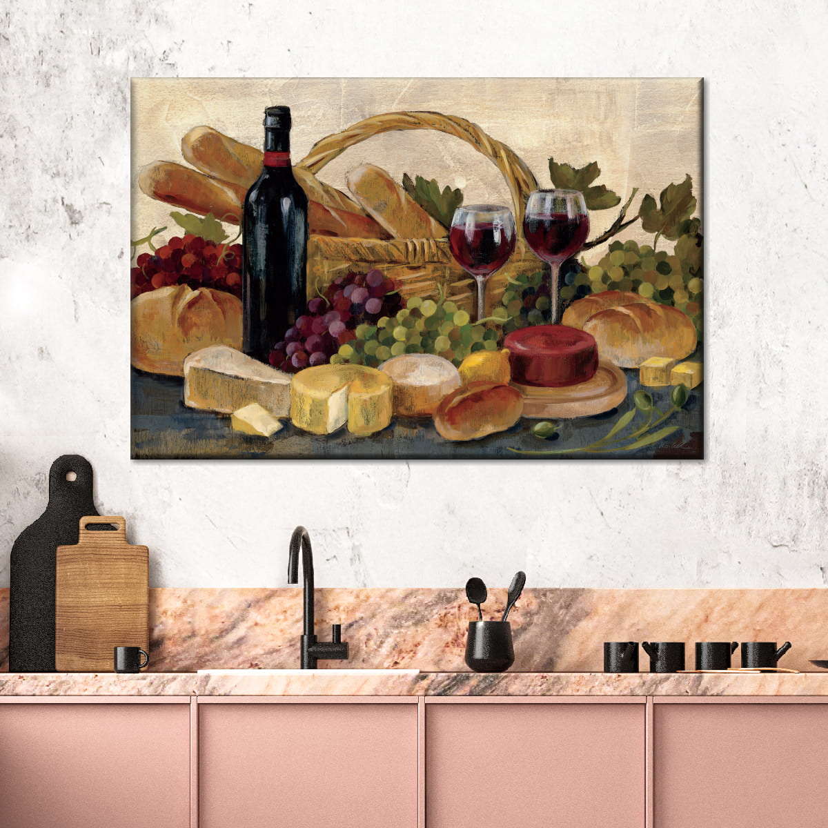 Tuscan Evening Wine Crop Multi Panel Canvas Wall Art