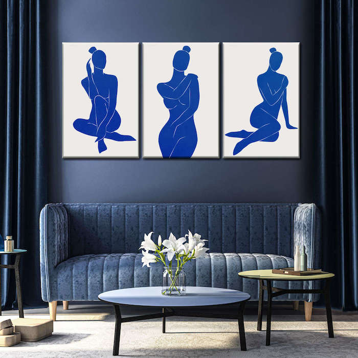Blue Female Silhouettes Canvas Set Wall Art
