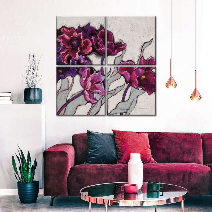 red and purple wall art