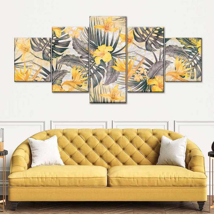 Golden Tropicals Multi Panel Canvas Wall Art