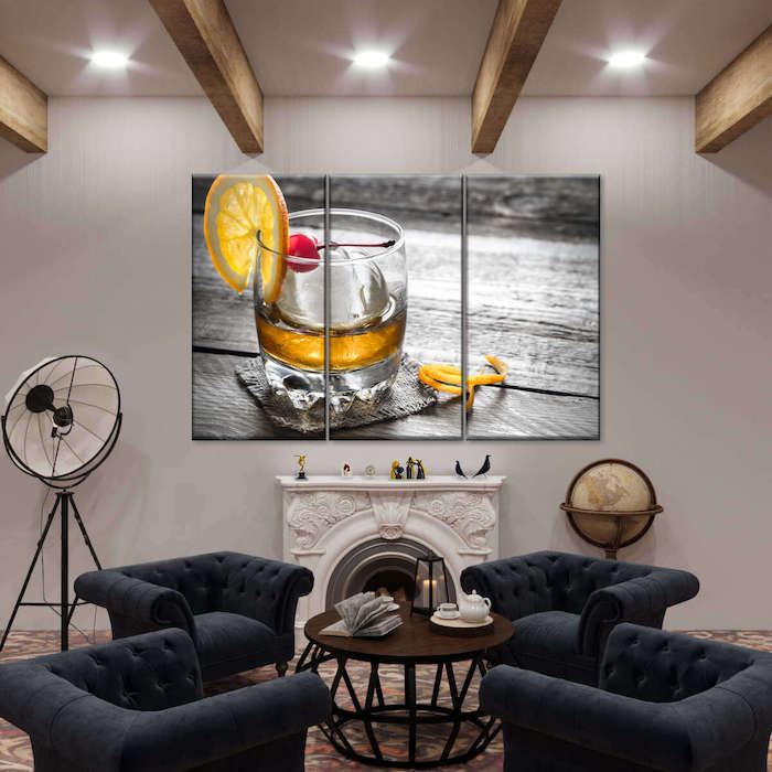 Old Fashioned Cocktail Multi Panel Canvas Wall Art