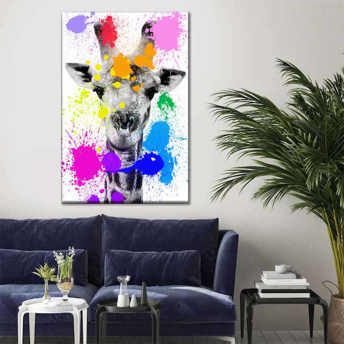 Safari Splash Giraffe Multi Panel Canvas Wall Art