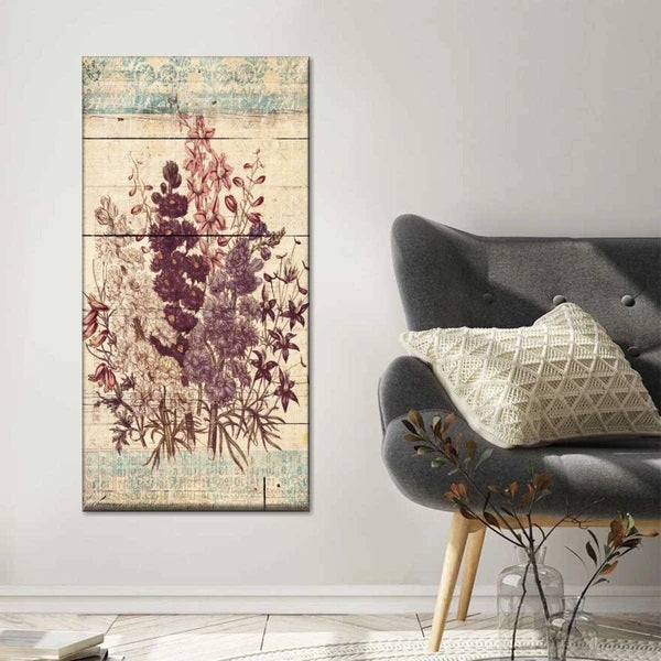 Antique Wooden Floral Multi Panel Canvas Wall Art