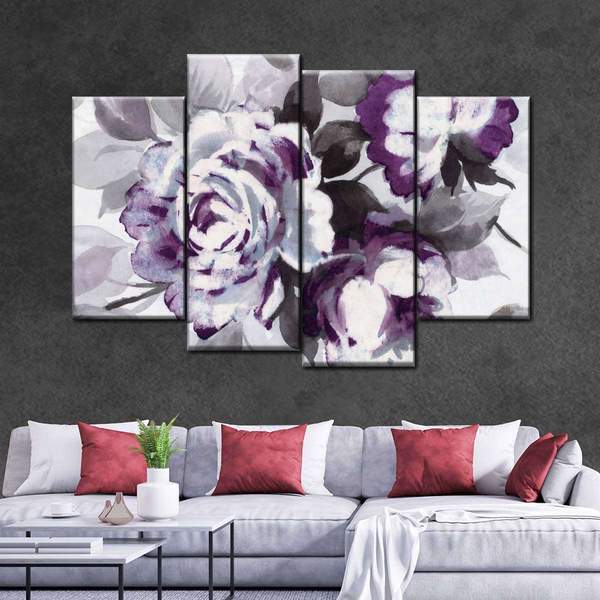 Scent of Roses Plum III Multi Panel Canvas Wall Art