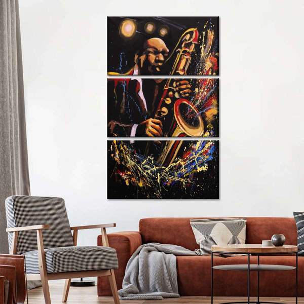 Jazz Saxophone Player Multi Panel Canvas Wall Art