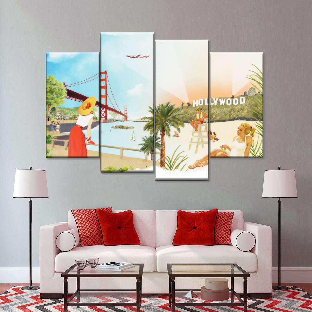 Hollywood Life Multi Panel Canvas Wall Art