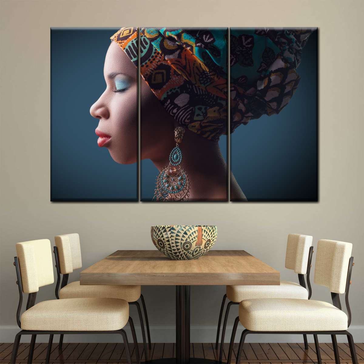 Traditional African Multi Panel Canvas Wall Art