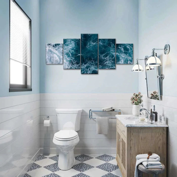 navy blue bathroom wall decor