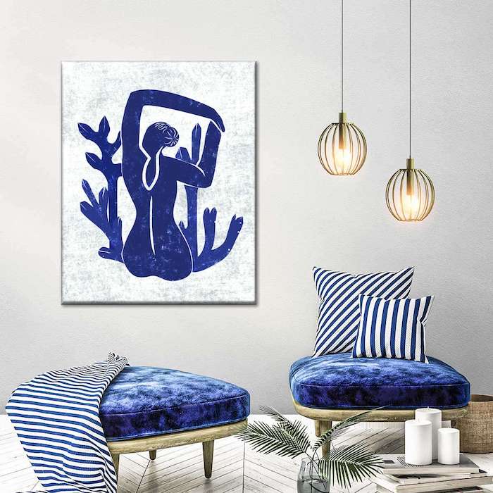 Curvy Blue Woman Canvas Wall Art