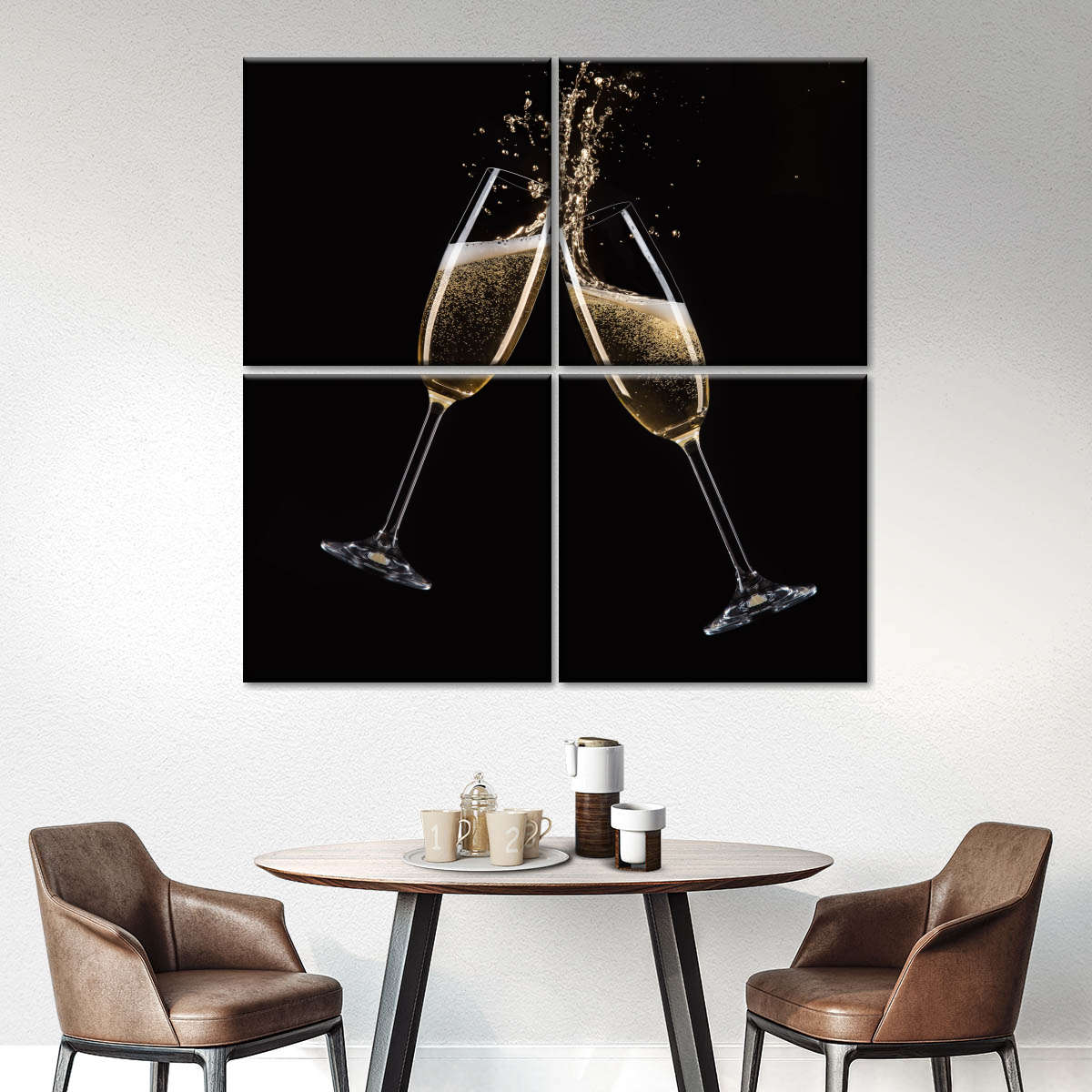 Champagne Flutes Splash Art: Canvas Prints, Frames & Posters