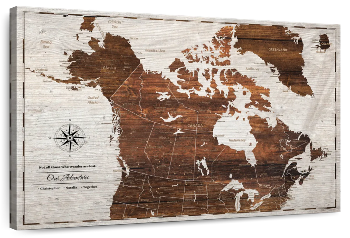 Wooden World Map | Not all Those Who Wander Are Lost | Live Edge Wood Map