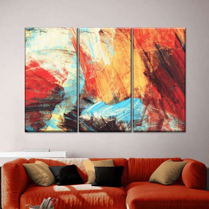 orange and blue wall art ideas