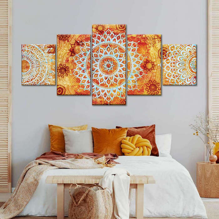 orange bedroom wall art ideas