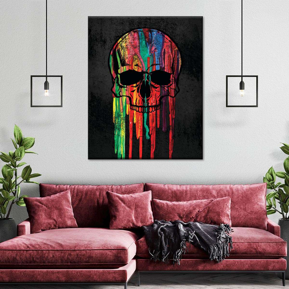 Black Skull Drip Paint Art: Canvas Prints, Frames & Posters