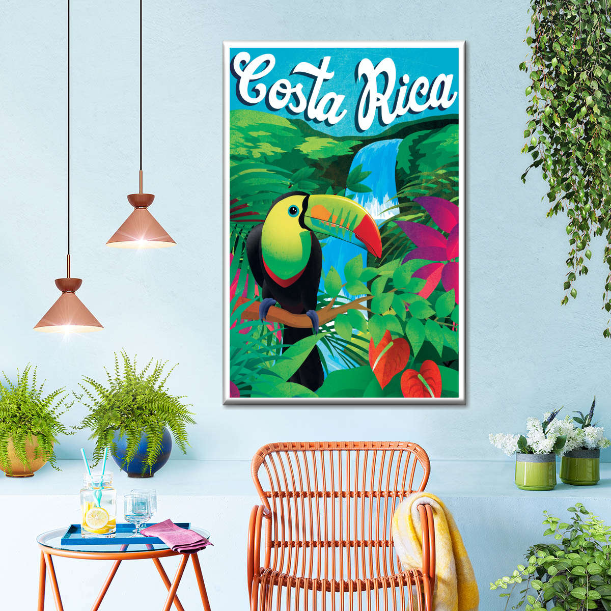 Costa Rica Tourism Posters Prints, Poster Vintage Frames Canvas Art: 