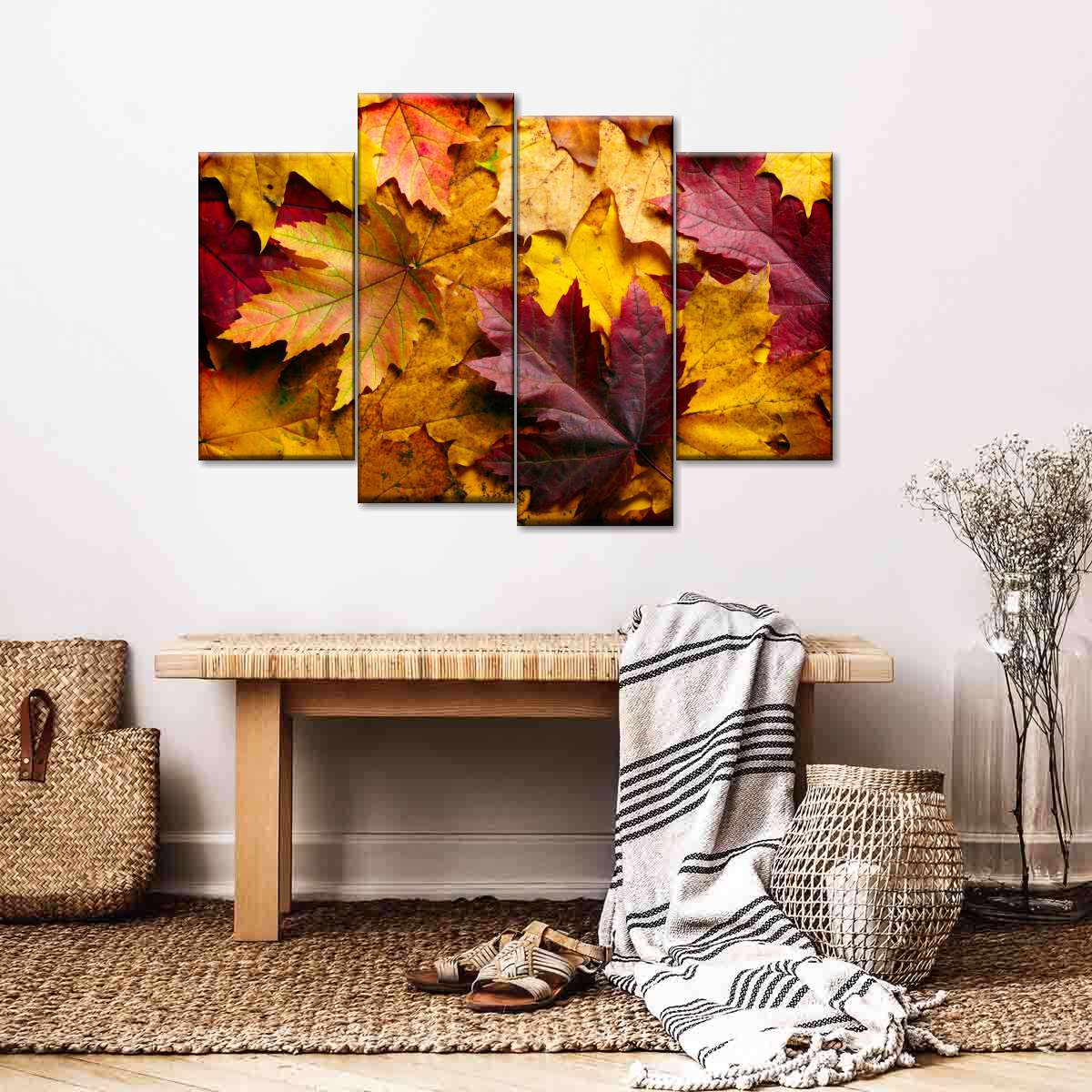 Autumn Fall Leaves Multi Panel Canvas Wall Art