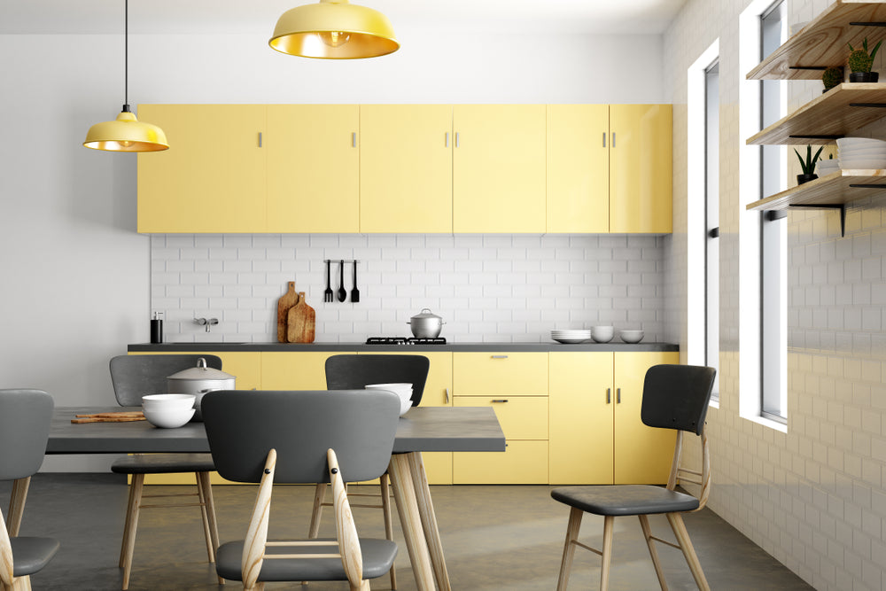 Grey yellow kitchen ideas