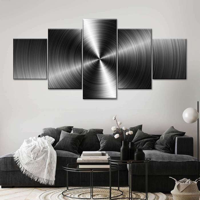silver and black wall decor