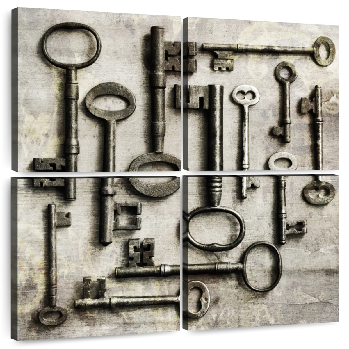 Collection Of Antique Keys In A Square Art: Canvas Prints, Frames & Posters