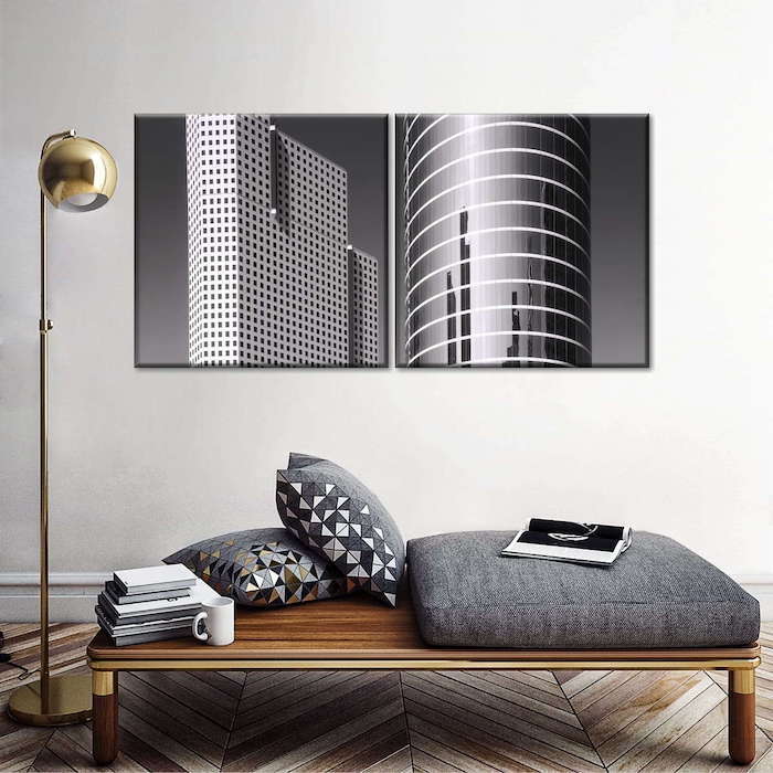 white and silver wall art