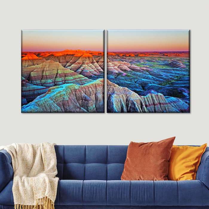 Majestic Badlands Sunset Multi Panel Canvas Wall Art