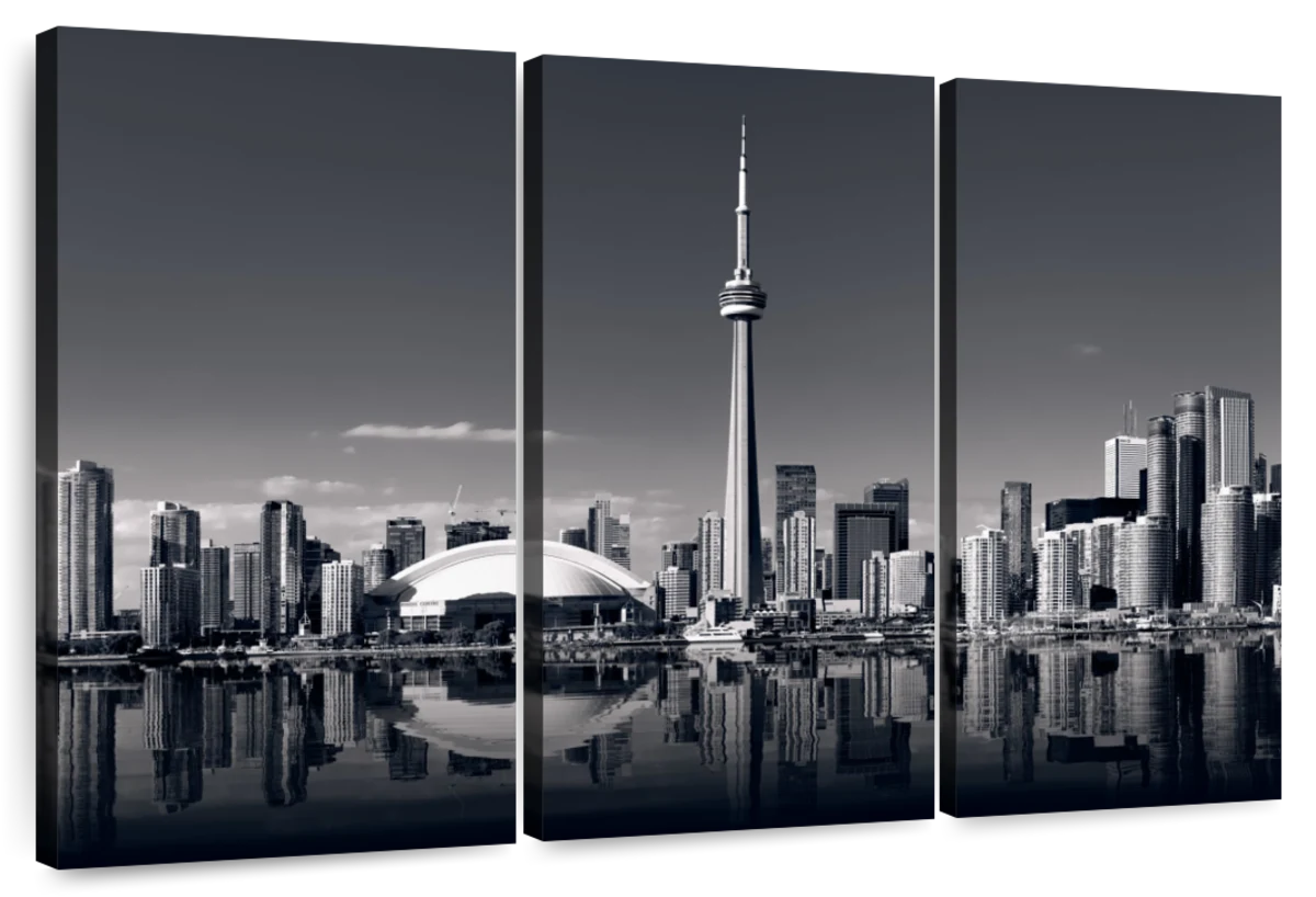 CN Tower Iconic Toronto Black & White Art Print With Mat, 11x14 in or 8x10  In. -  Canada