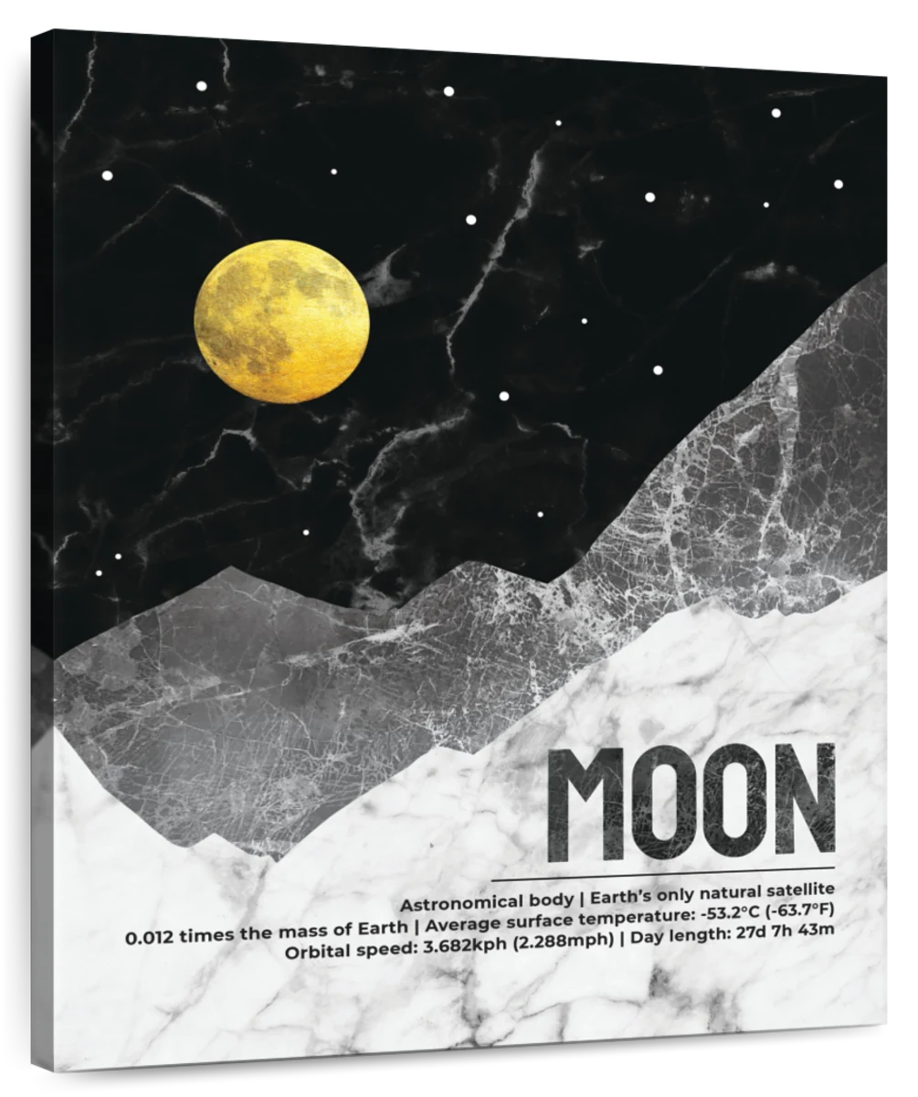 Night Moon Canvas, Moon Wall Art, Moon Poster, Moon Print, Nature