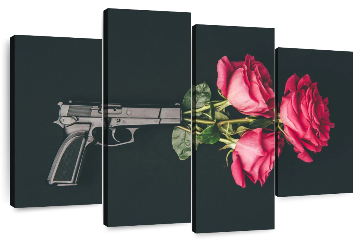 gun shooting flowers