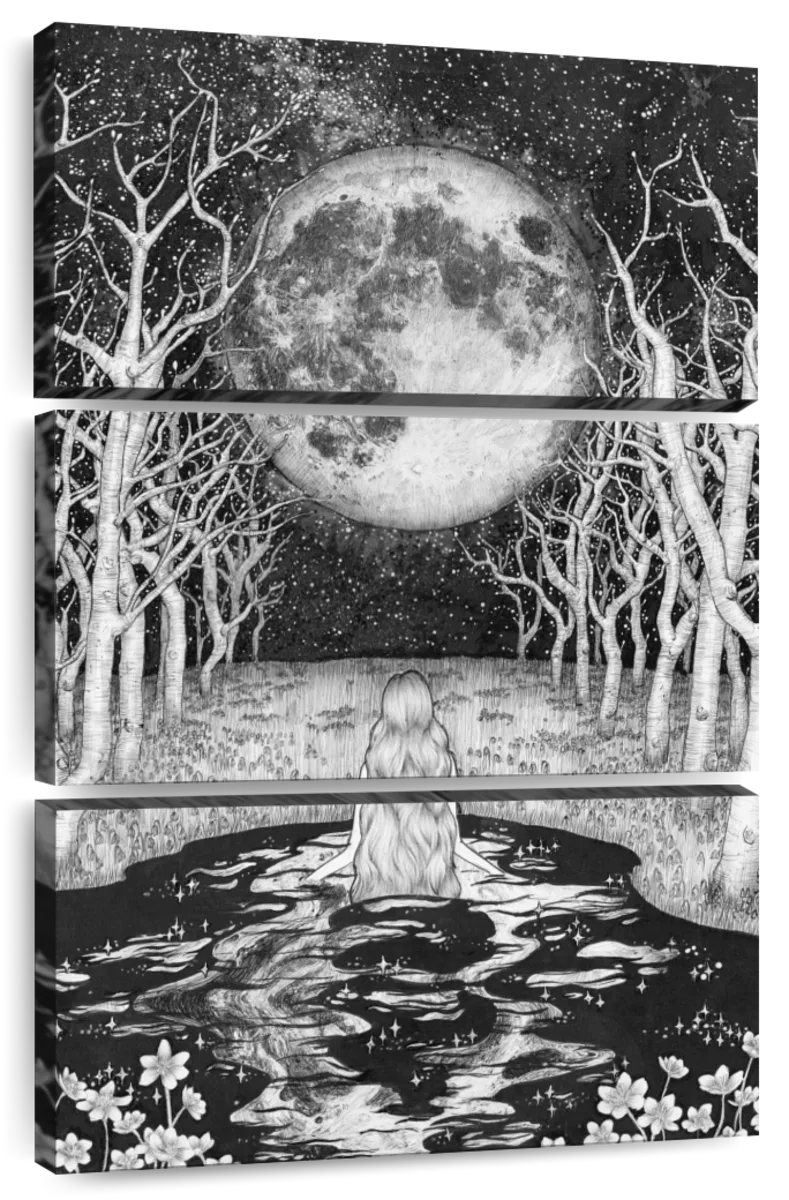 Alone Alone girl in moon light. pencil sketch artwork. in moon light pencil  sketch. | PeakD