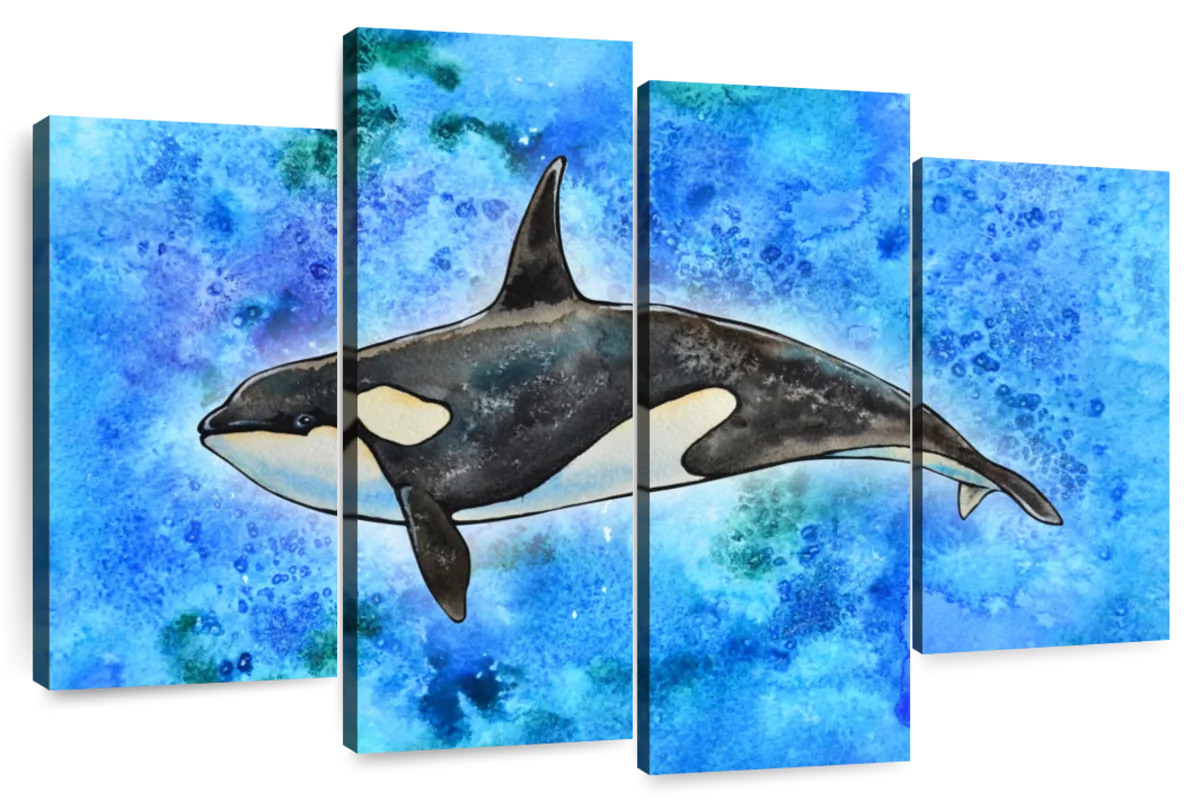 Surreal Aqua Orca Wall Art - BIG Wall Décor