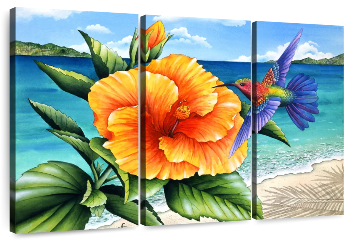 Vibrant Tropical Flower Wall Art Canvas of Hibiscus Flower Painting – Art  of Karen Whitworth