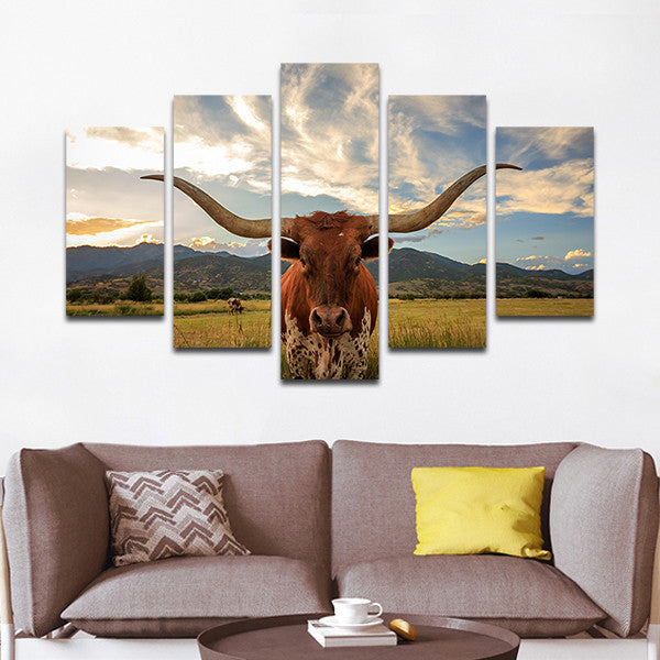 Longhorn Multi Panel Canvas Wall Art Elephantstock