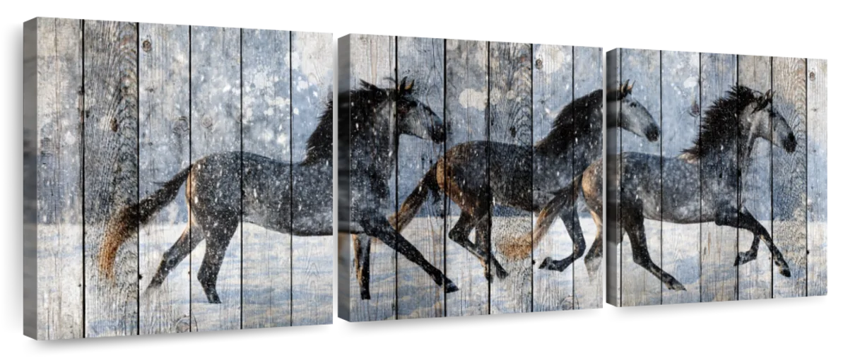 Wooden Winter Horses Art: Canvas Prints, Frames & Posters