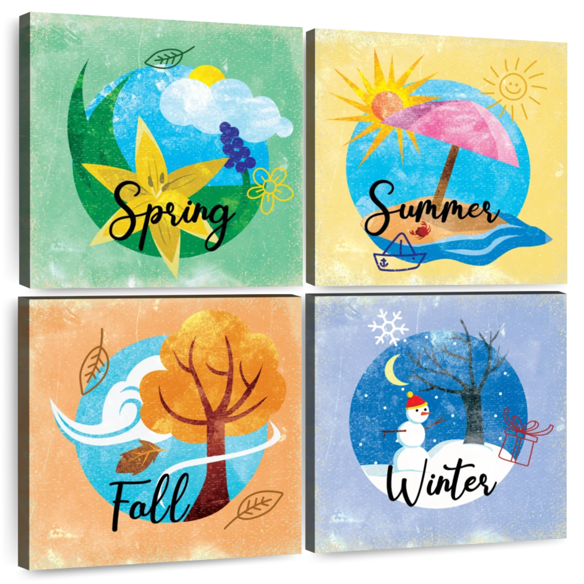 Drawing Four Seasons Transformation Background Map Backgrounds | PSD Free  Download - Pikbest