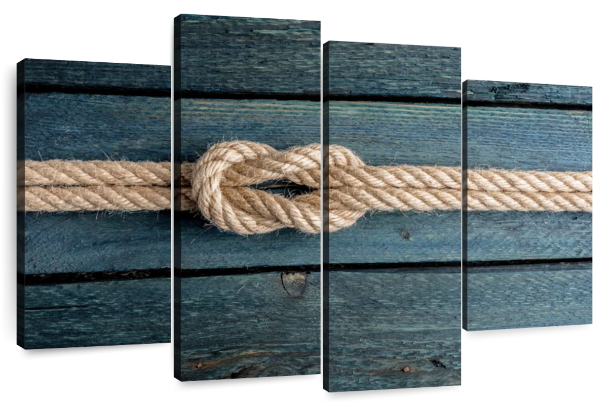 Boat Rope Knot Closeup' Oil Painting Print On Wrapped Canvas Highland Dunes Size: 36 H x 36 W x 1.5 D