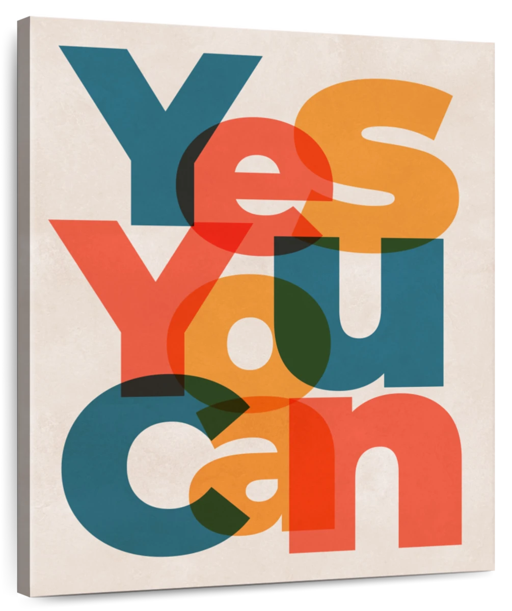 Yes You Can Overlapping Typography Art: Canvas Prints, Frames