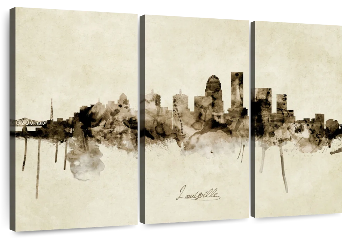 Louisville Skyline City Map Art: Canvas Prints, Frames & Posters