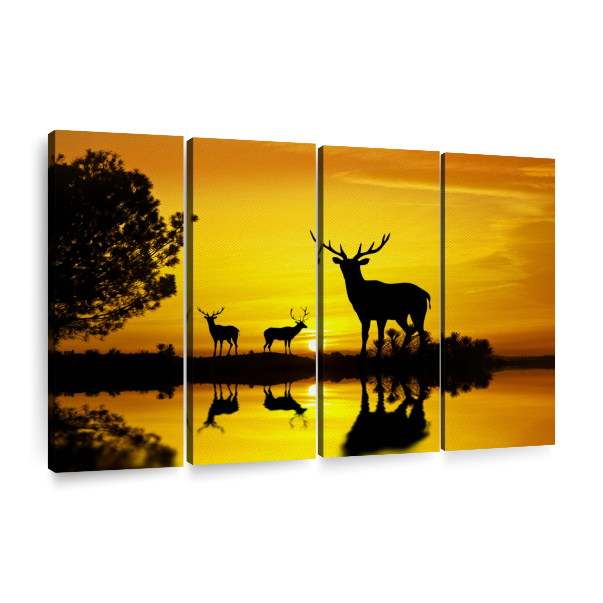 Deer Sunset Silhouette Art: Canvas Prints, Frames & Posters