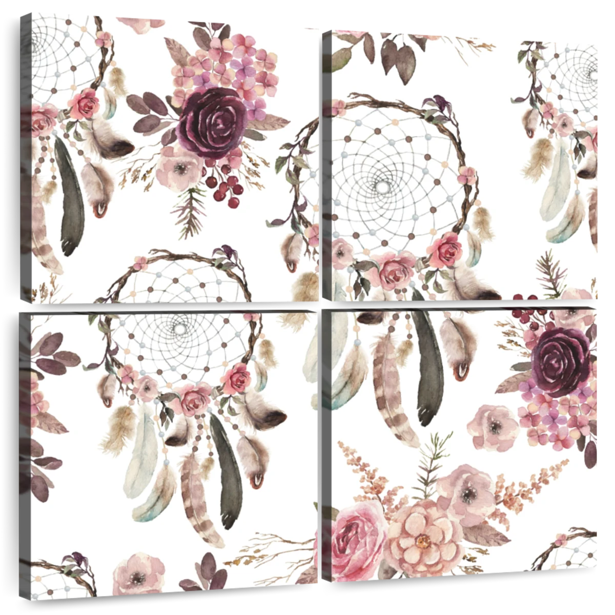 Vintage Floral Dreamcatchers Wall Art | Watercolor