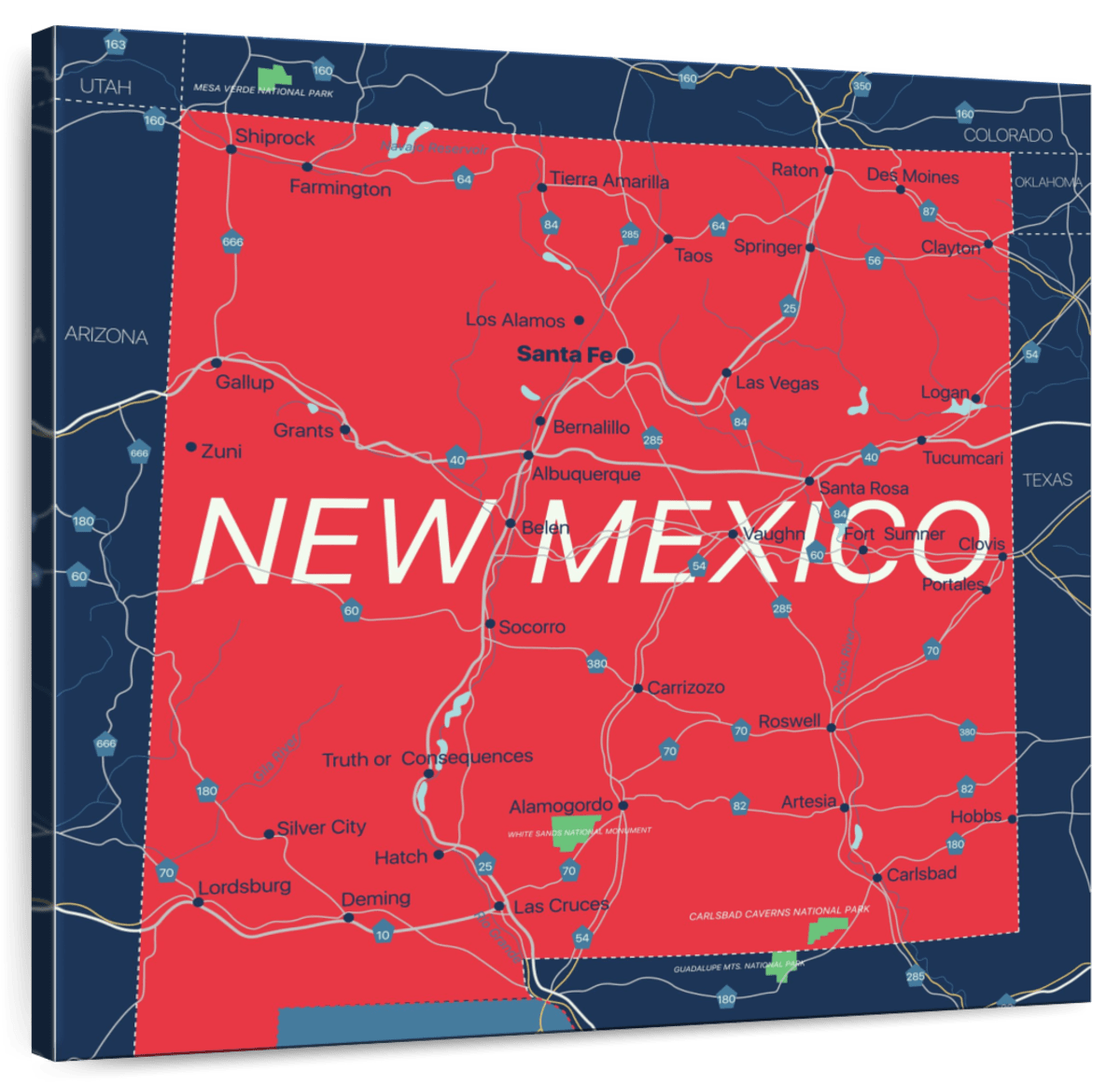 Detailed New Mexico Map Wall Art Digital Art 1659