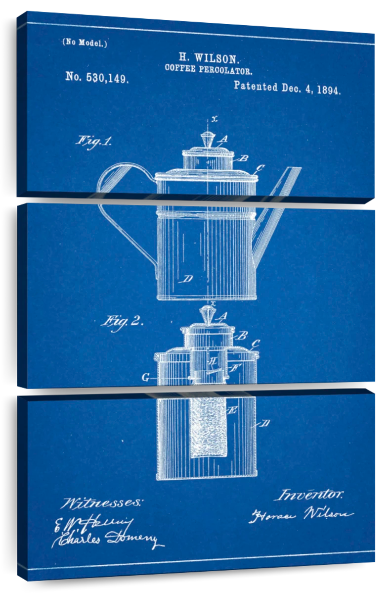 Blueprint Coffee Two Part Percolator Patent Poster Art: Canvas Prints,  Frames & Posters