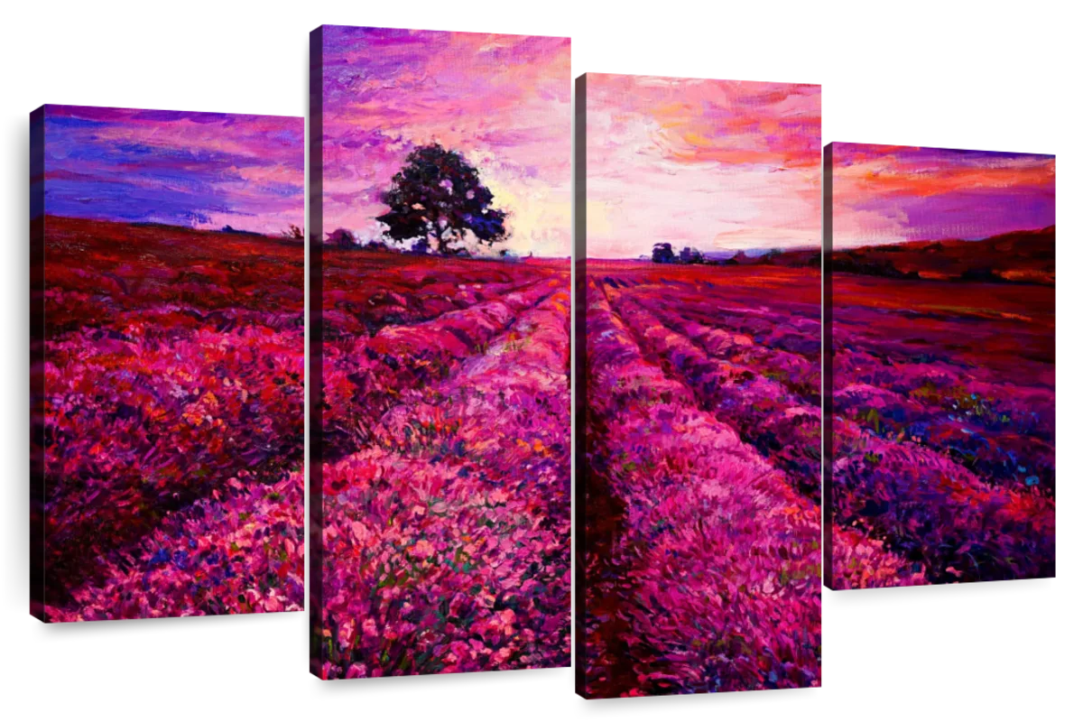 Wall Art Print, Field of pink watercolor flowers