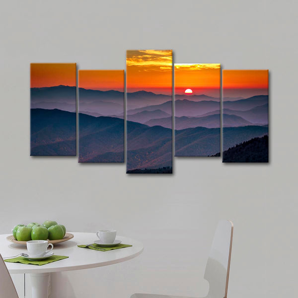 Blue Ridge Mountains Sunset Multi Panel Canvas Wall Art | ElephantStock