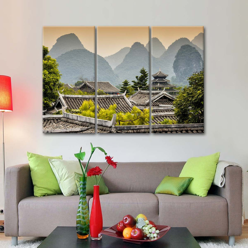 Chinese Buddhist Temple Multi Panel Canvas Wall Art Elephantstock