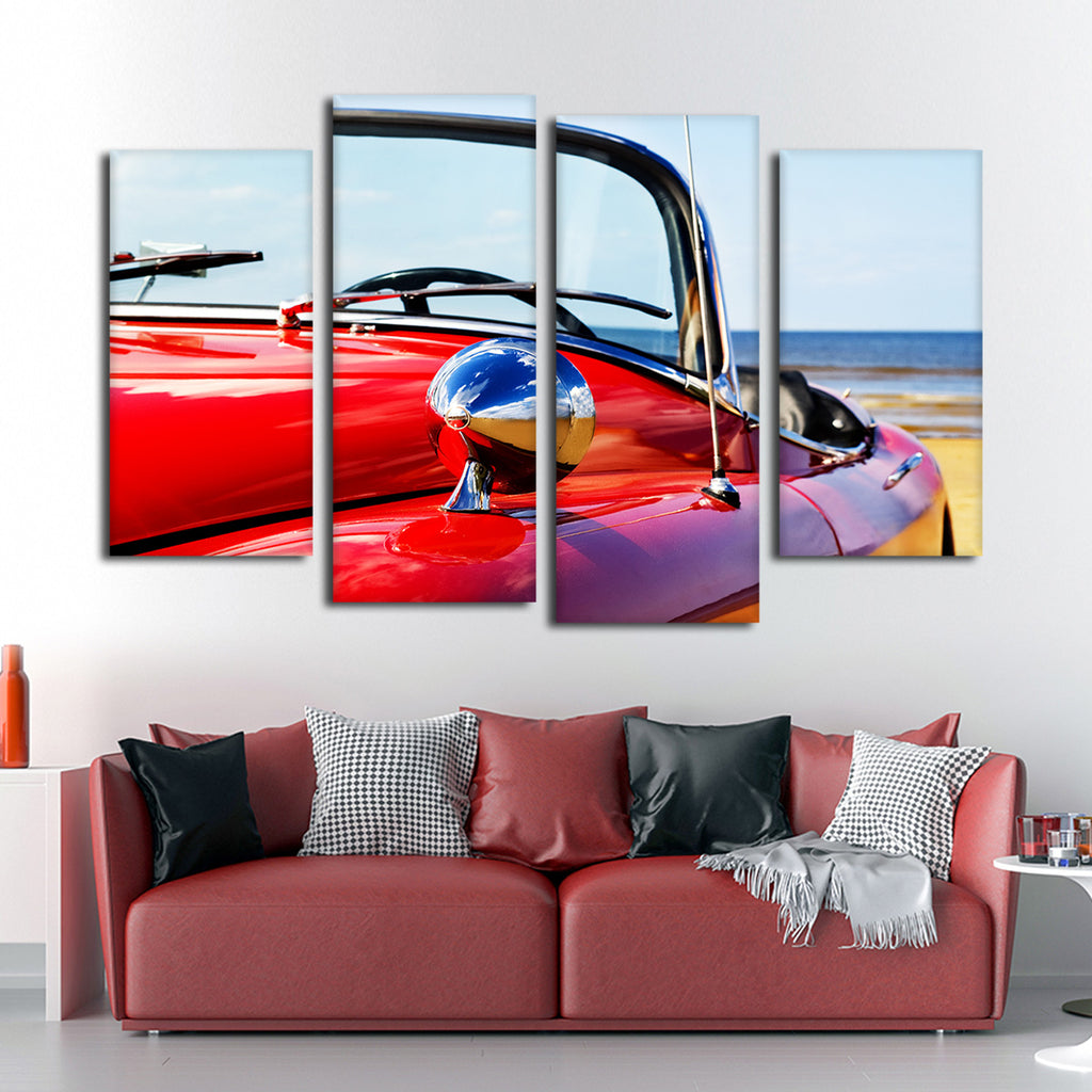 Classic Red Car Multi Panel Canvas Wall Art | ElephantStock