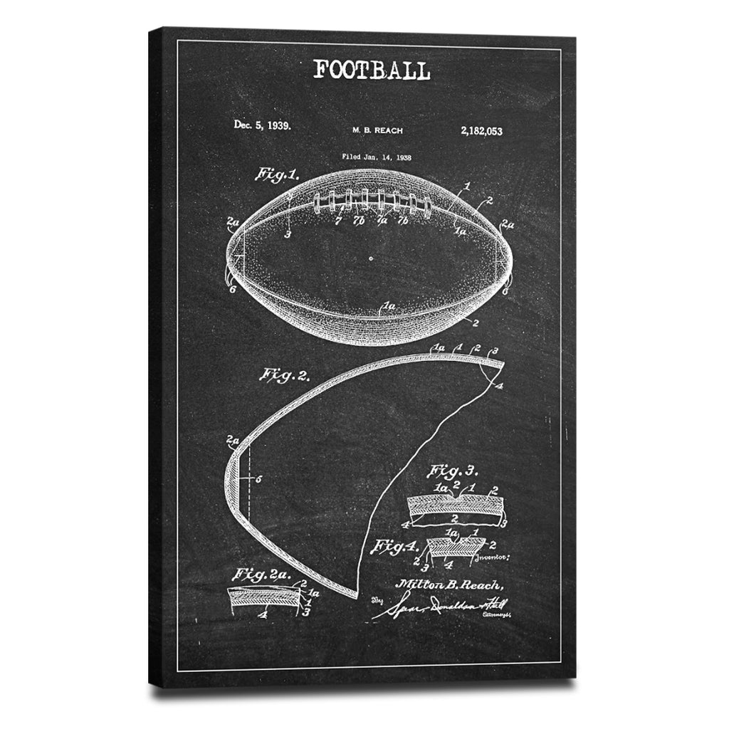 Football Classic BW Patent Wall Art | Drawing